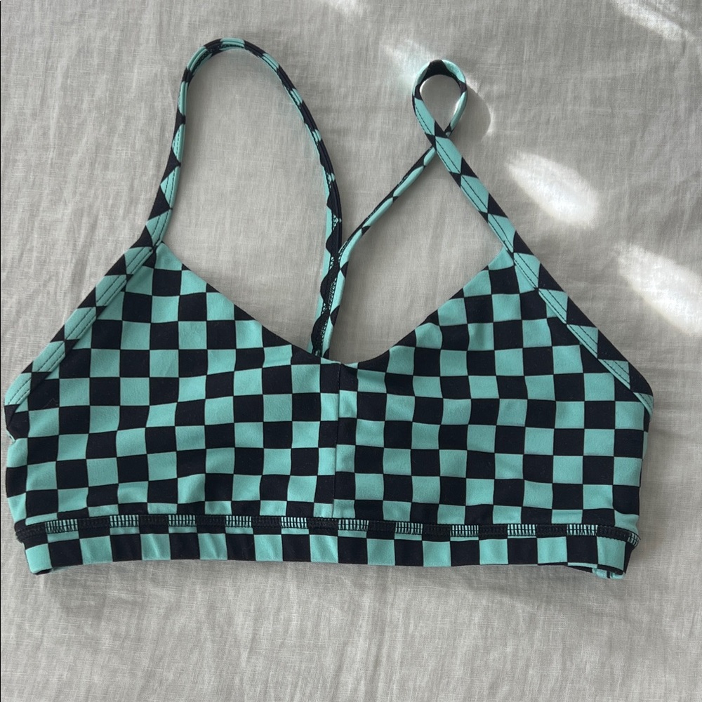 Fleo Checkered Sports Bra - Black and Green